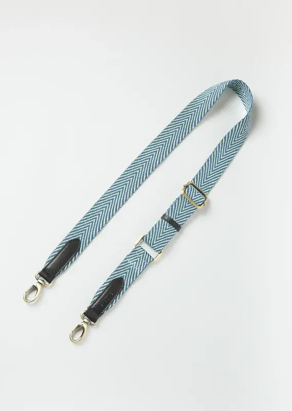 Herringbone Webbing Strap ­ Jade / Black Classic Leather