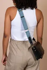 Herringbone Webbing Strap ­ Jade / Black Classic Leather