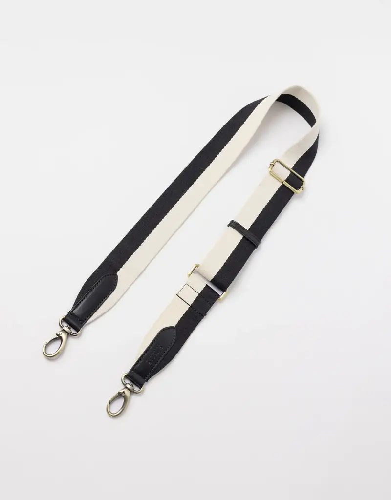 Black & White Webbing Strap with Black Classic Leather