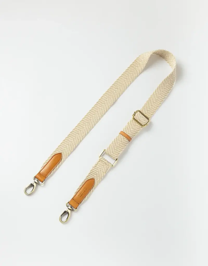 Herringbone Webbing Strap ­ Sand/ Cognac Classic Leather