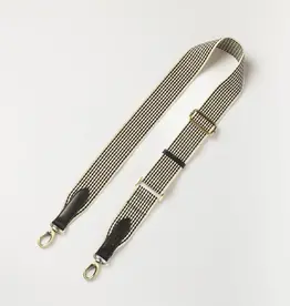 Checkered Webbing Strap in Black and White with Black Classic Leather