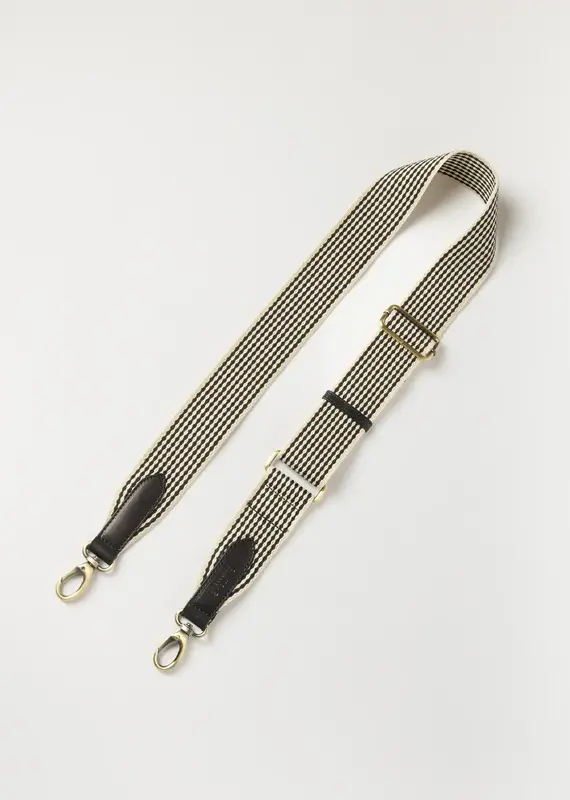 Checkered Webbing Strap in Black and White with Black Classic Leather