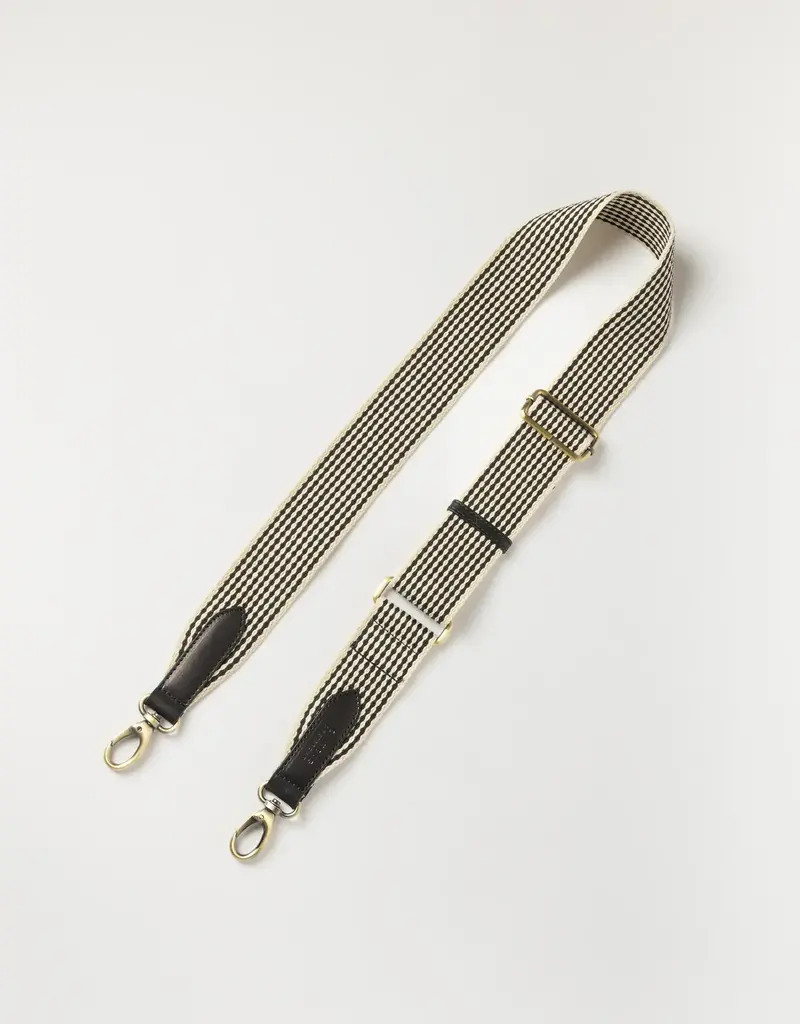 Checkered Webbing Strap in Black and White with Black Classic Leather