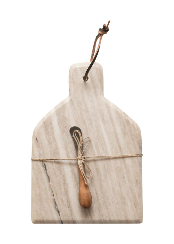 Marble Cheese Board w/Canape Knife 12"L x 8"W