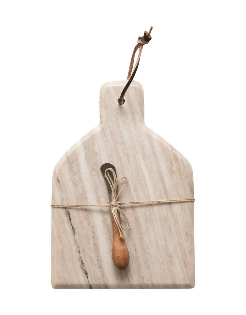 Marble Cheese Board w/Canape Knife 12"L x 8"W