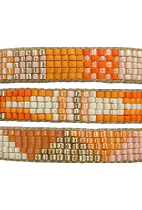 Japanese glass bead bracelet Set 2 Orange/Gold