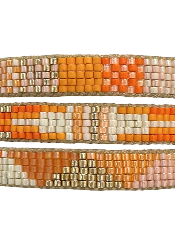 Japanese glass bead bracelet Set 2 Orange/Gold