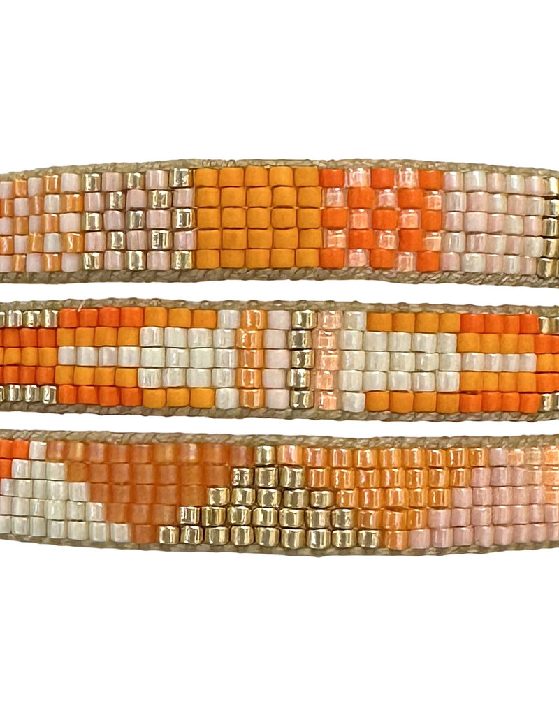 Japanese glass bead bracelet Set 2 Orange/Gold