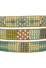 Japanese glass bead bracelet Set 3 Green/Blue