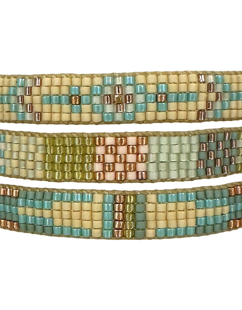 Japanese glass bead bracelet Set 3 Green/Blue