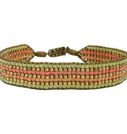 HANDMADE SANDY 2 BRACELET IN GOLD AND NEON STRIPES
