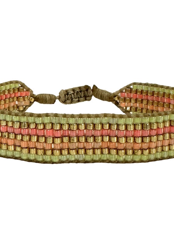 HANDMADE SANDY 2 BRACELET IN GOLD AND NEON STRIPES