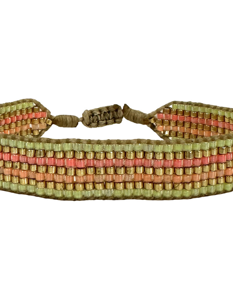 HANDMADE SANDY 2 BRACELET IN GOLD AND NEON STRIPES
