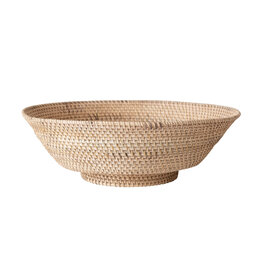 Decorative Hand-Woven Rattan Footed Bowl, Natural