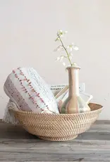 Decorative Hand-Woven Rattan Footed Bowl, Natural