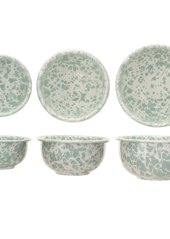 Enameled Metal Splatterware Bowls, Set of 3