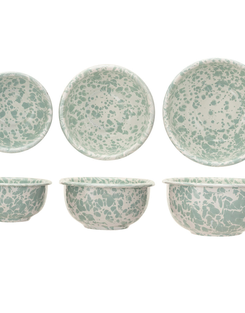Enameled Metal Splatterware Bowls, Set of 3