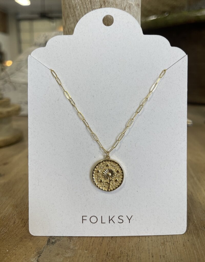 Daisy Medallion Necklace Folksy Gold fill