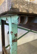 Farm & Factory Interiors Green Work Table w/Metal legs 66" L x 28.5" W x 33" H