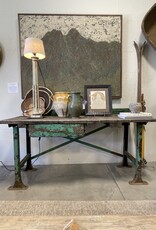 Farm & Factory Interiors Green Work Table w/Metal legs 66" L x 28.5" W x 33" H