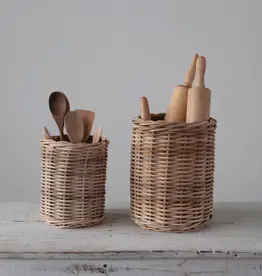 Hand-Woven Wicker Basket - Size Small