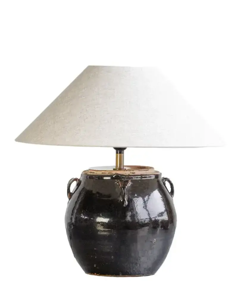 Glazed Handled Pot Table Lamp