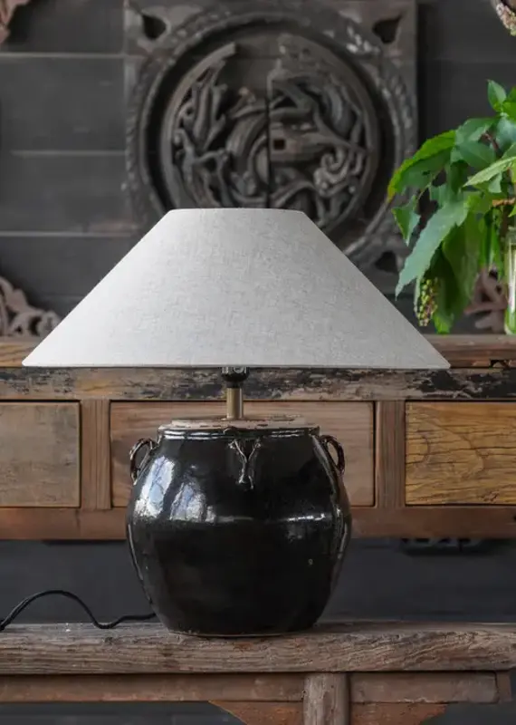 Glazed Handled Pot Table Lamp