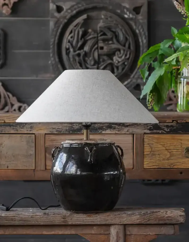 Glazed Handled Pot Table Lamp
