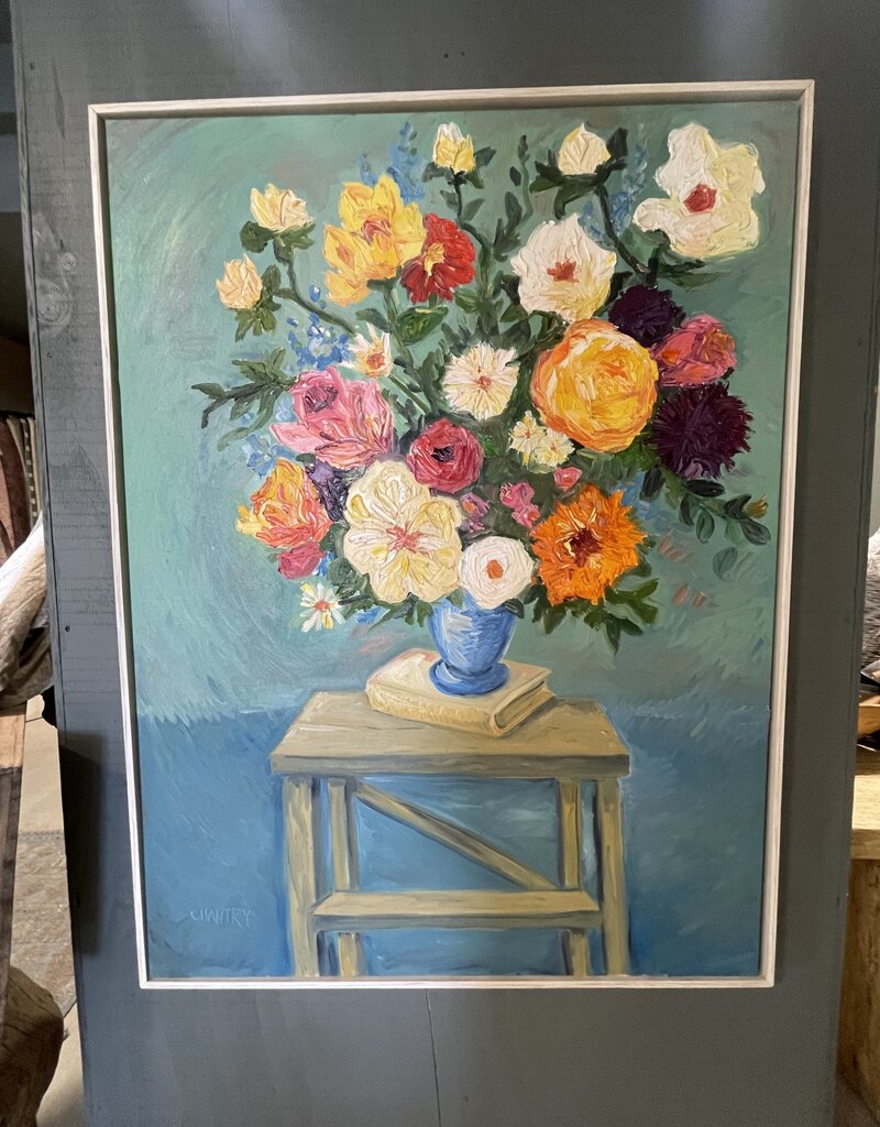 Large Blue Impressionist Floral by Chantry Brewer - 36x48