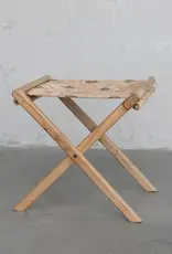 Mango Wood & Jute Kilim Folding Stool