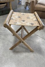 Mango Wood & Jute Kilim Folding Stool
