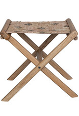 Mango Wood & Jute Kilim Folding Stool