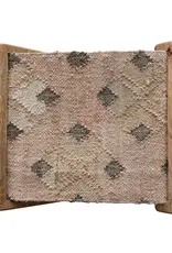Mango Wood & Jute Kilim Folding Stool