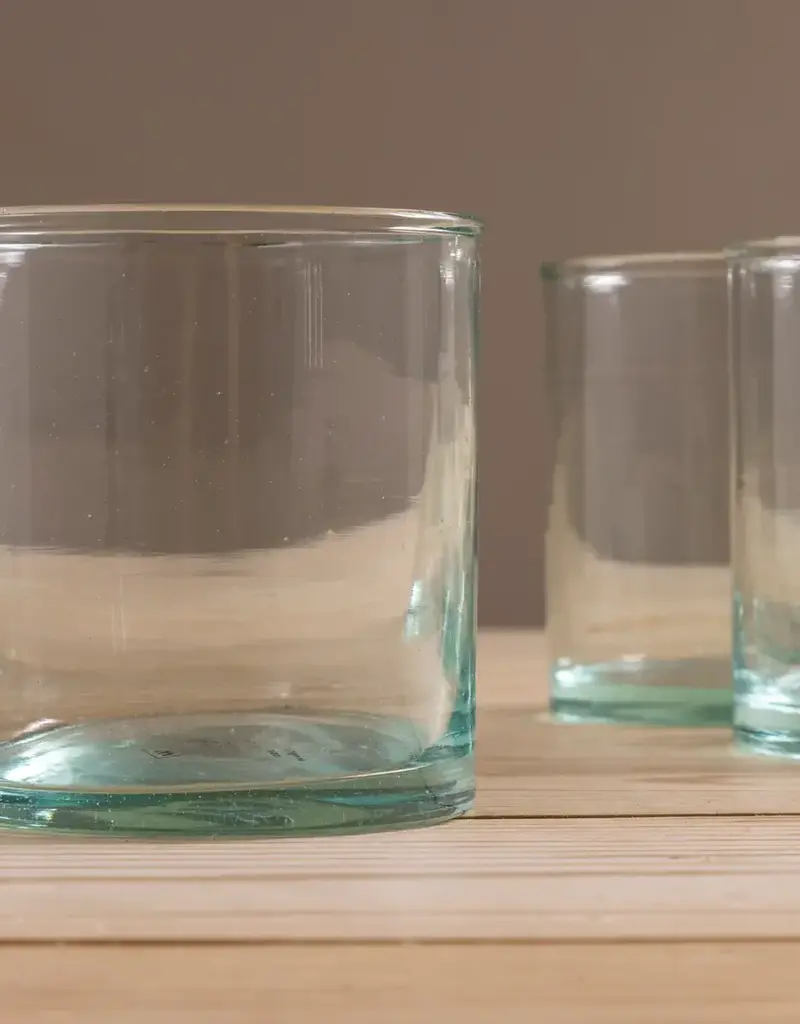 Premium Recycled Glass "Double Old Fashioned" DOF Drinking Glass Made of Cola Bottles in Bolivia