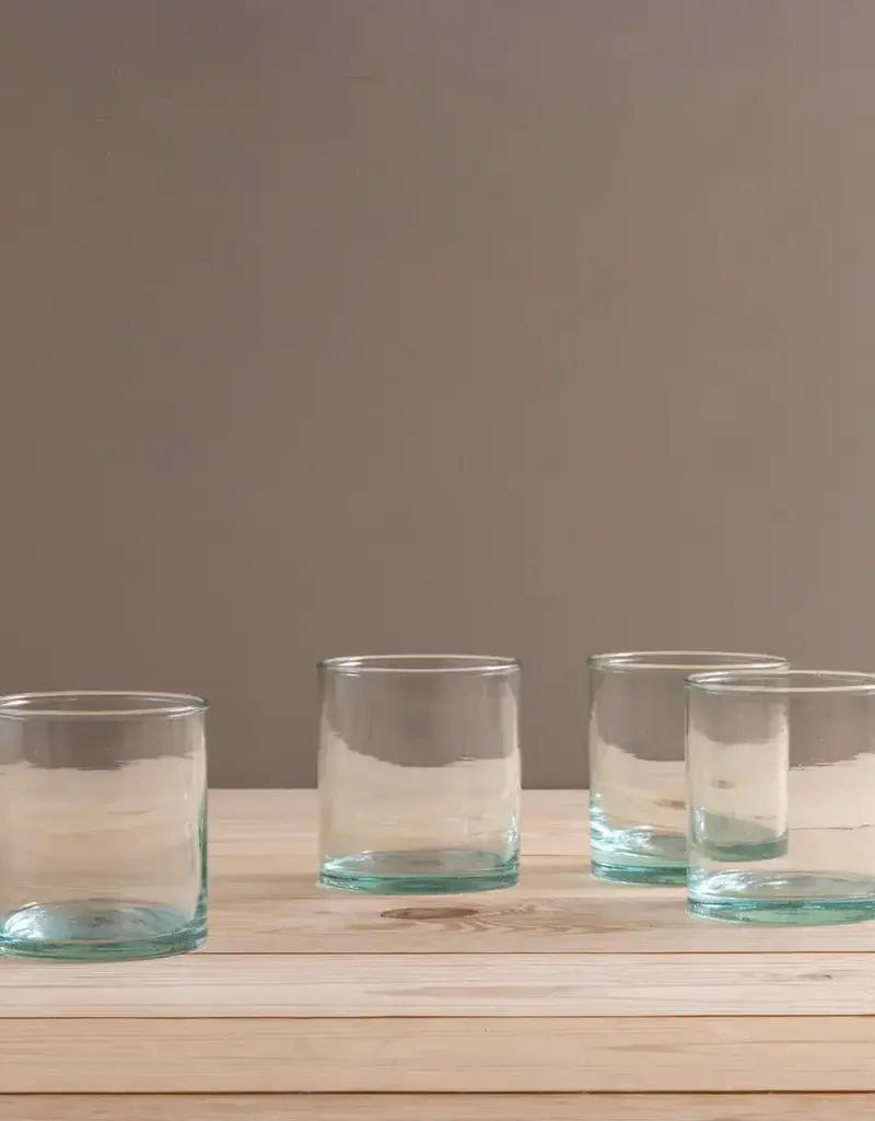 Premium Recycled Glass "Double Old Fashioned" DOF Drinking Glass Made of Cola Bottles in Bolivia