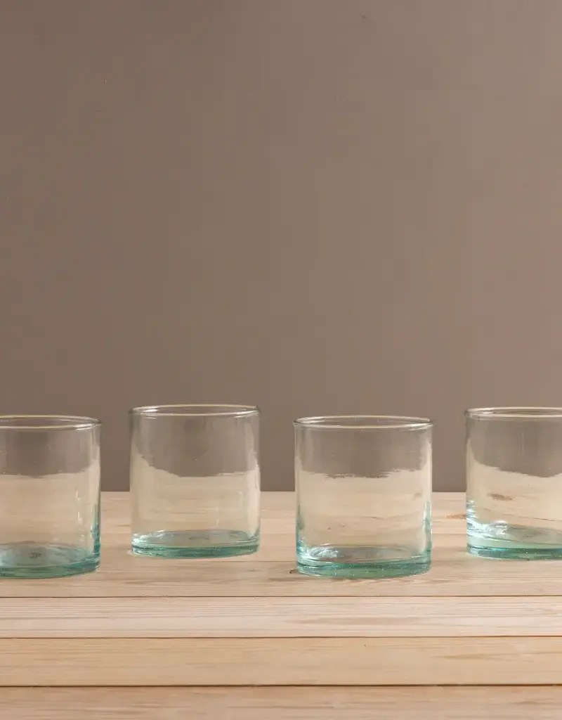 Premium Recycled Glass "Double Old Fashioned" DOF Drinking Glass Made of Cola Bottles in Bolivia