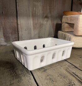 Rectangle Stoneware White Berry Basket/Soap Dish