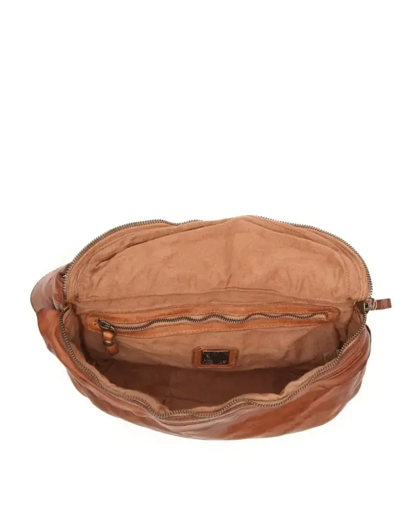 Desiree Cross Body Italian Leather Belt Bag in Cognac from Italian Bags Maker Campomaggi