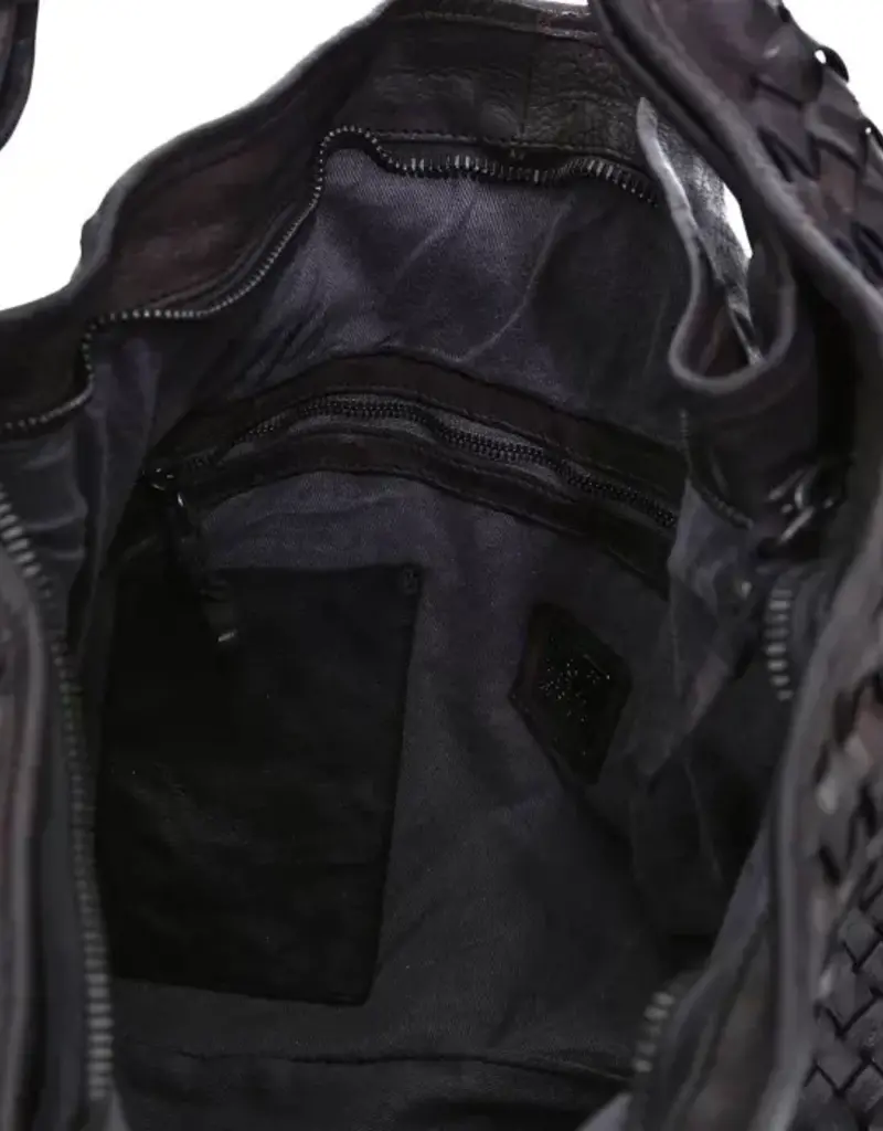 Campomaggi Desiree Woven-Leather Italian Hobo Bag in BLACK from Italian Bags Maker Campomaggi