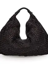Campomaggi Desiree Woven-Leather Italian Hobo Bag in BLACK from Italian Bags Maker Campomaggi