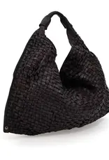 Campomaggi Desiree Woven-Leather Italian Hobo Bag in BLACK from Italian Bags Maker Campomaggi