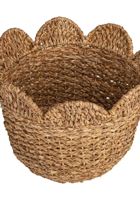 Braided Bankuan & Rattan Baskets w/ Scalloped Edge -Large