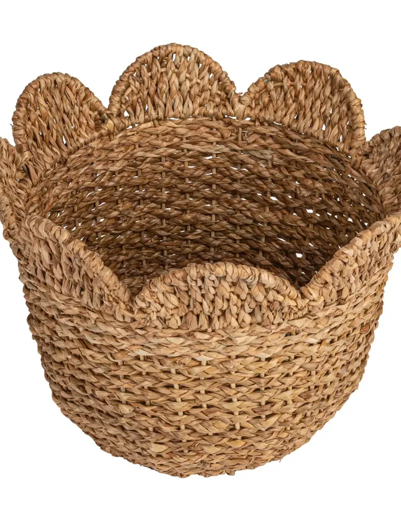 Braided Bankuan & Rattan Baskets w/ Scalloped Edge -Large
