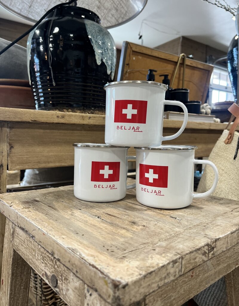 Beljar Swiss Cross Metal Enamel-Dipped Mugs