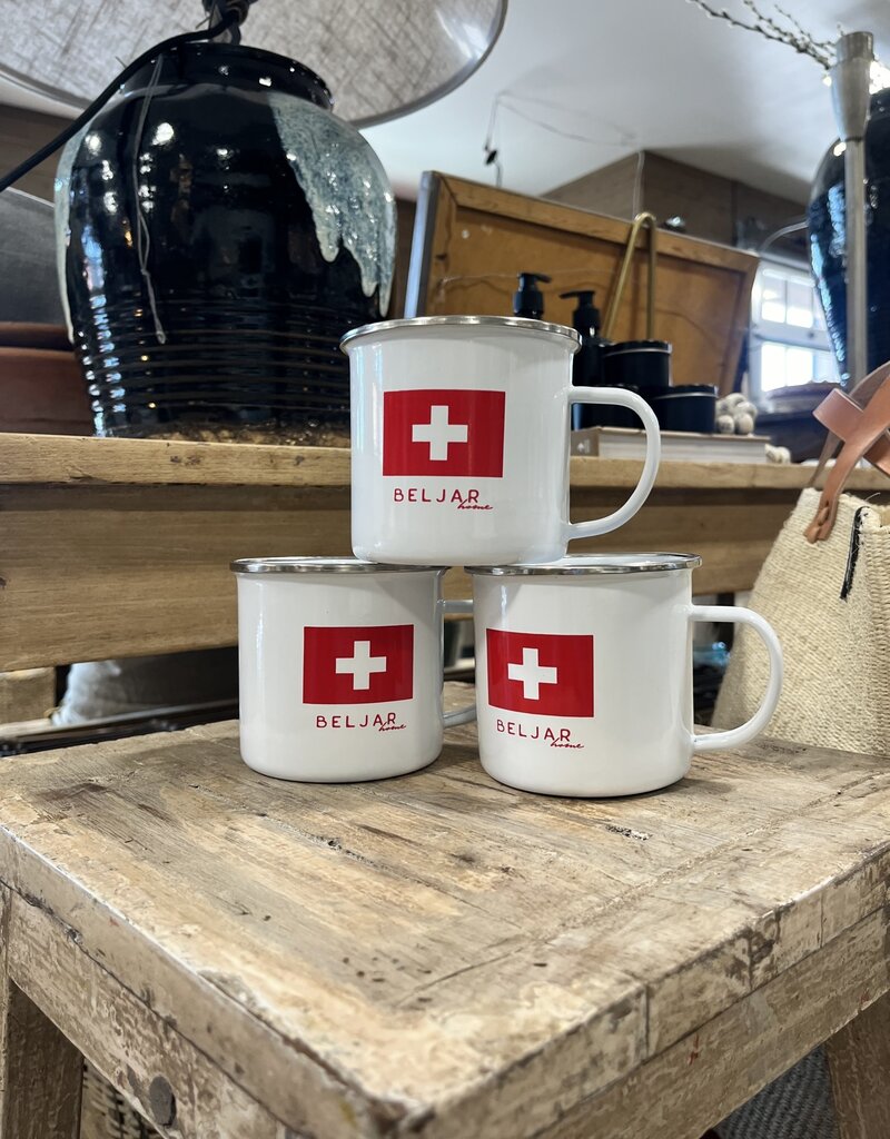 Beljar Swiss Cross Metal Enamel-Dipped Mugs