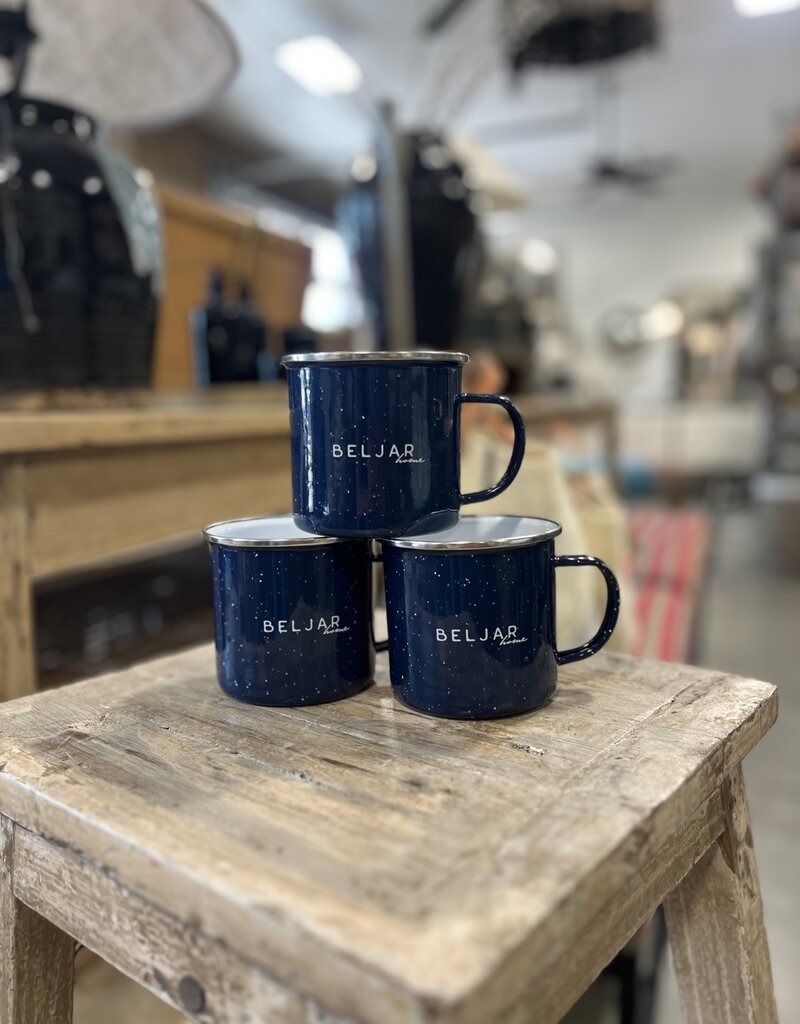 Beljar Brand Blue Metal Enamel-Dipped Mugs