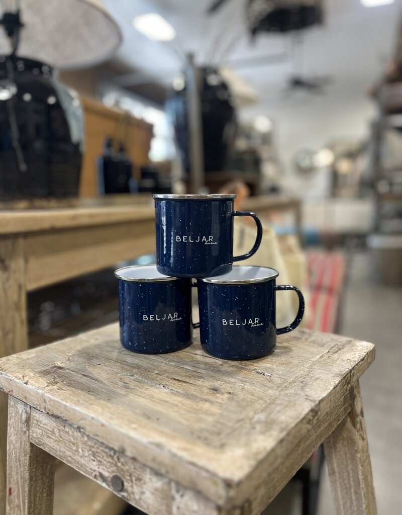 Beljar Brand Blue Metal Enamel-Dipped Mugs