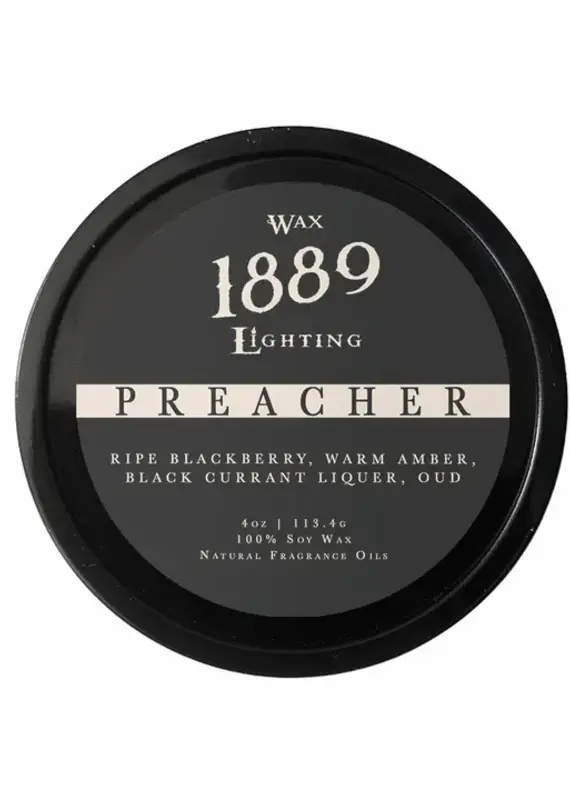 1889 Wax Lighting Preacher 4oz Tin Candle