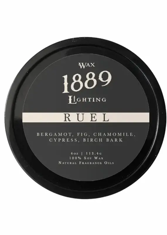 1889 Wax Lighting Ruel 4oz Tin Candle