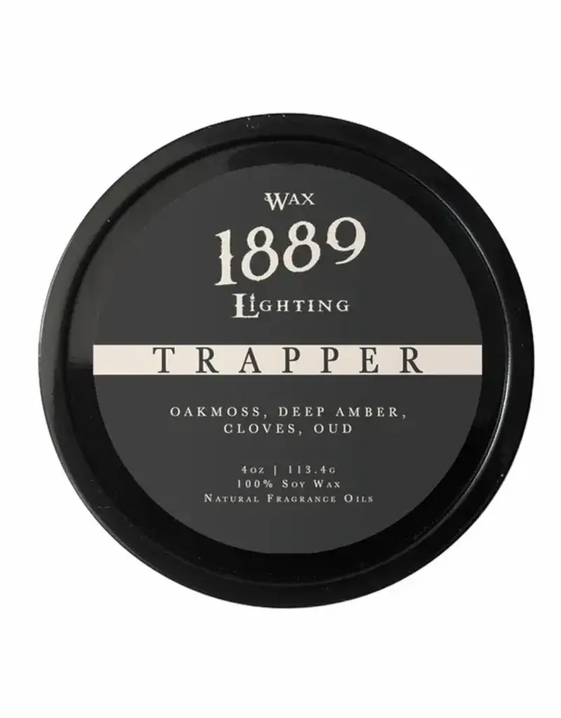 1889 Wax Lighting Trapper 4oz Tin Candle